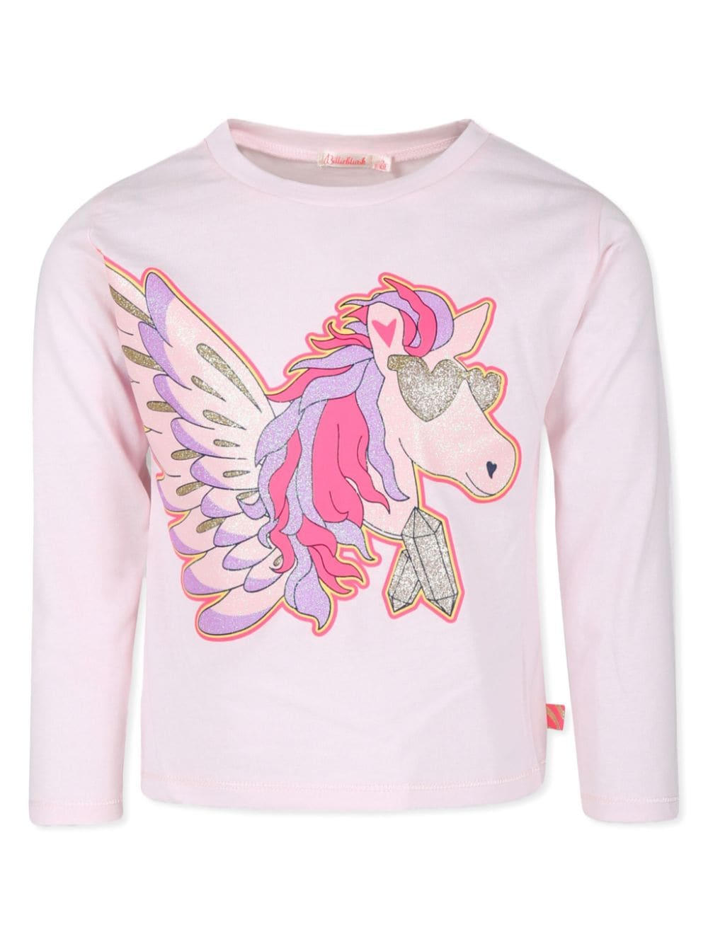 T shirt per bambina rosa Billieblush con stampa unicorno e decorazioni glitter - Rubino Kids