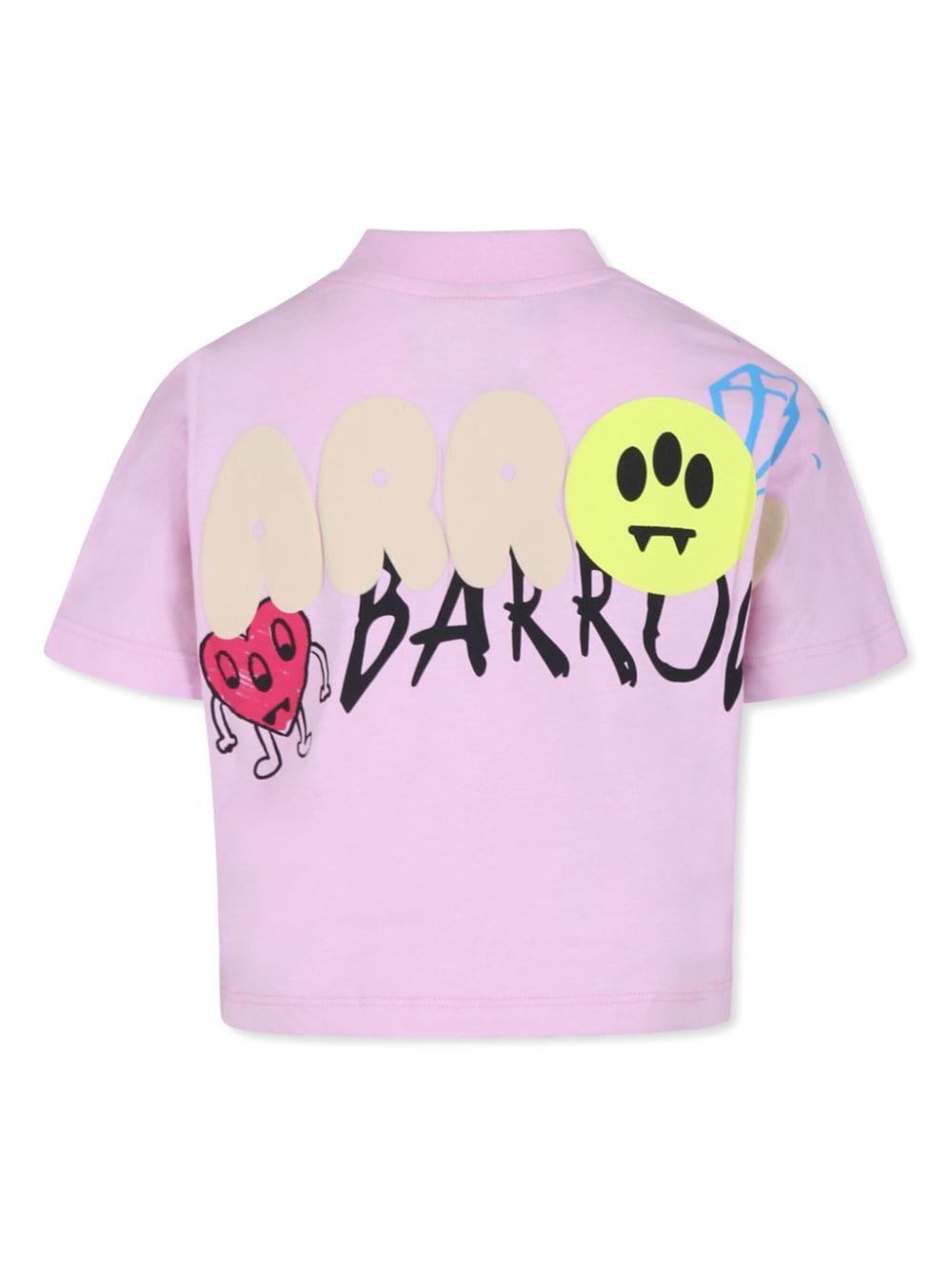 T shirt per bambina rosa con logo Barrow sovrapposto - Rubino Kids