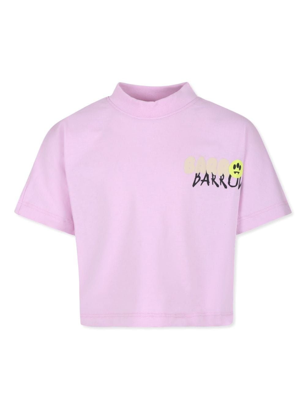 T shirt per bambina rosa con logo Barrow sovrapposto - Rubino Kids