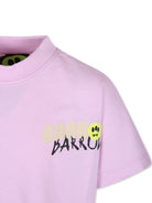 T shirt per bambina rosa con logo Barrow sovrapposto - Rubino Kids