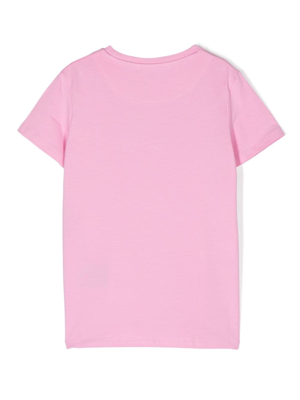 T shirt per bambina rosa con logo John Richmond a firma con dettaglio perline - Rubino Kids