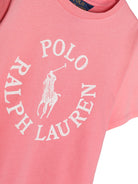 T shirt per bambina rosa con logo Ralph Lauren circolare al centro - Rubino Kids