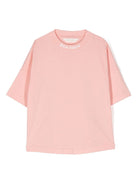 T shirt per bambina rosa con stampa maxi logo Palm Angels kids - Rubino Kids