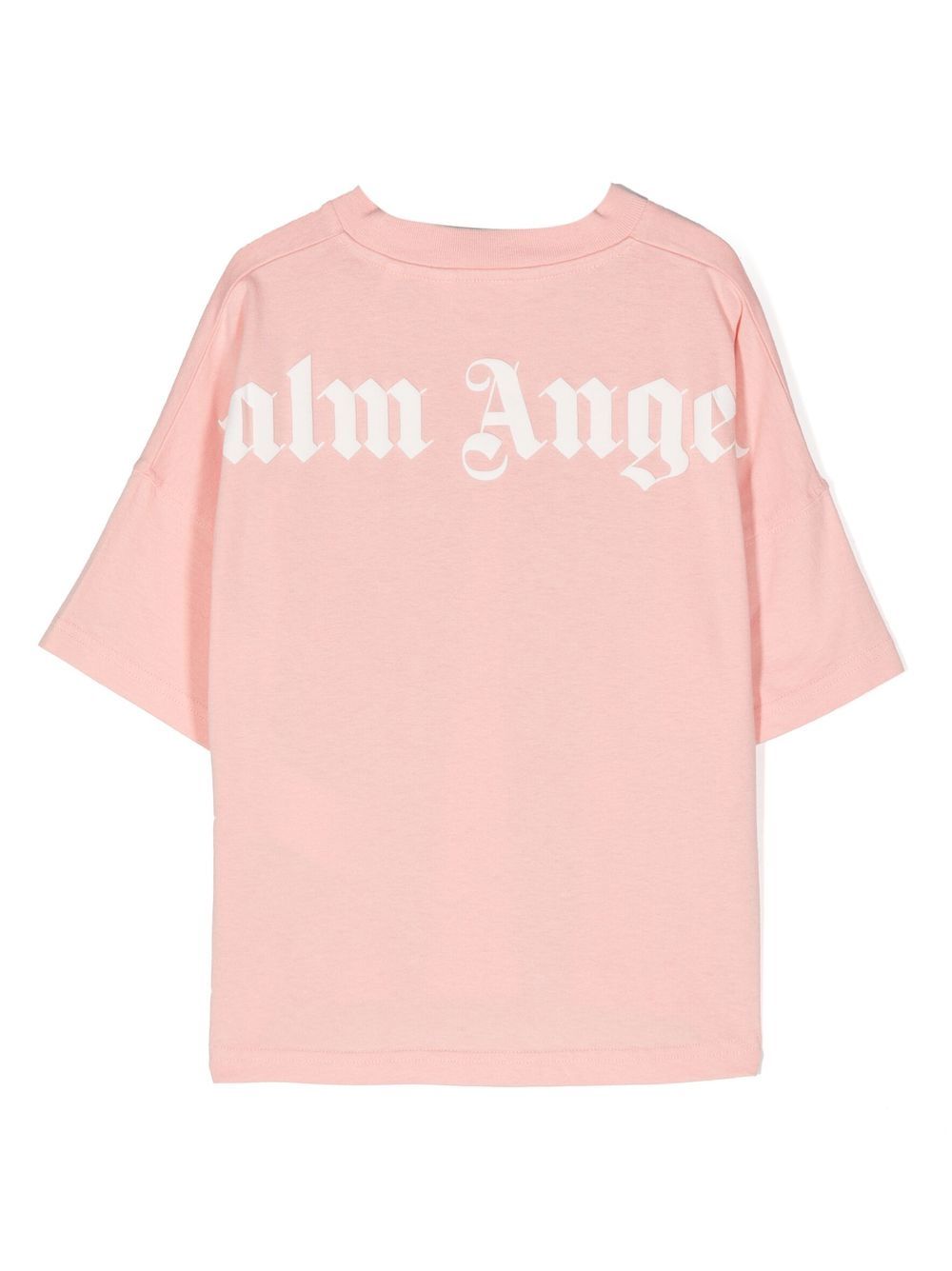 T shirt per bambina rosa con stampa maxi logo Palm Angels kids - Rubino Kids