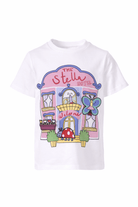 T-shirt per bambina Stella McCartney Kids bianca con scritta "The Stella Hotel" - Rubino Kids