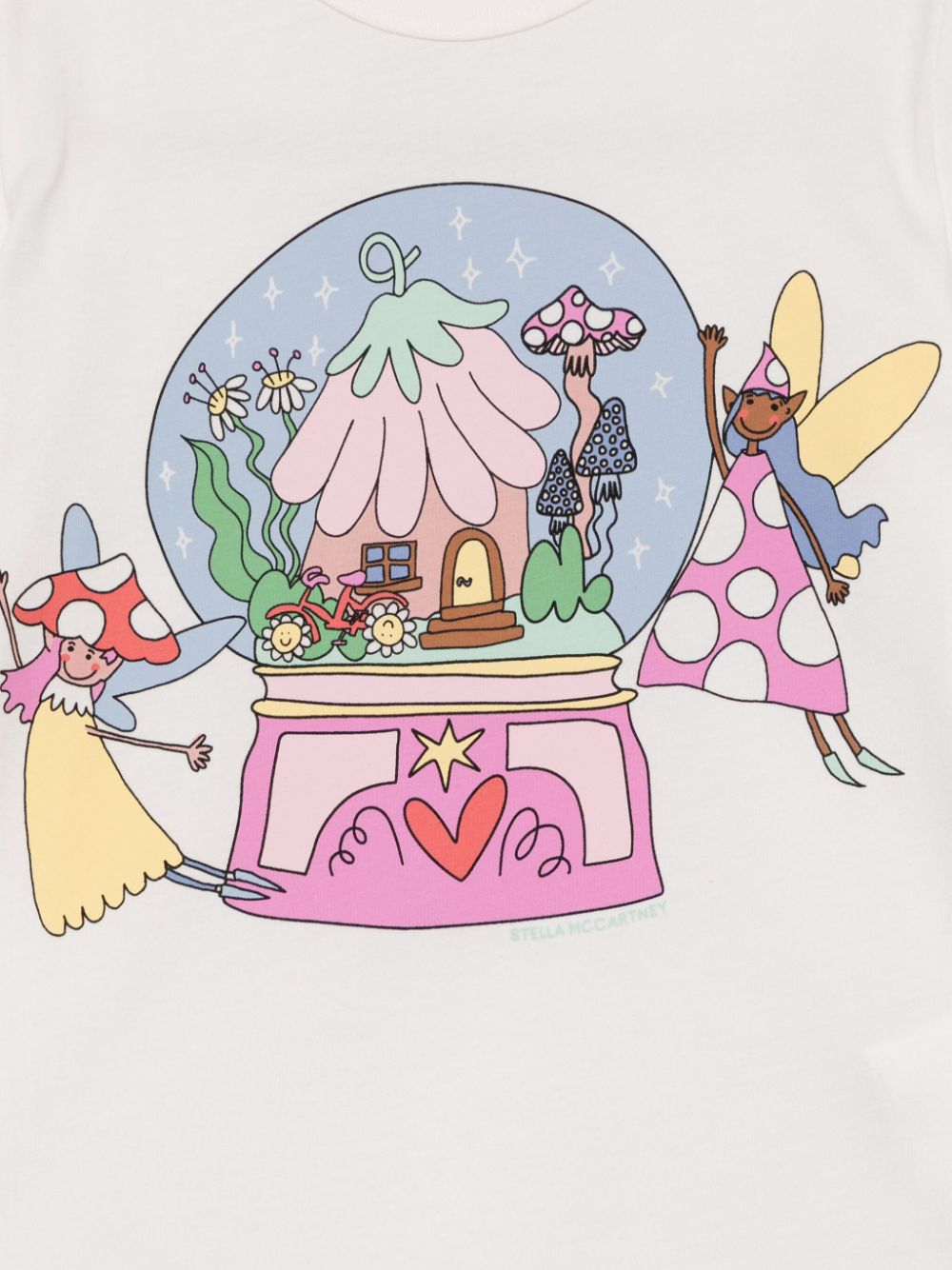 T-shirt per bambina Stella McCartney Kids bianco con stampa illustrazione - Rubino Kids