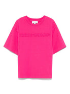 T-shirt per bambina The Marc Jacobs Kids rosa con applicazione logo - Rubino Kids