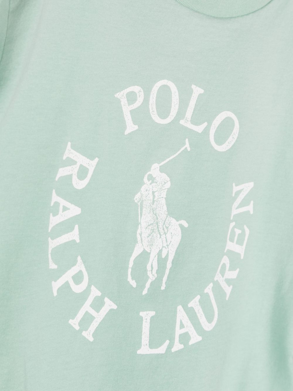 T shirt per bambina verde con logo Ralph Lauren circolare al centro - Rubino Kids