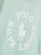 T shirt per bambina verde con logo Ralph Lauren circolare al centro - Rubino Kids