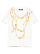 T-shirt per bambina Versace Kids bianco con stampa logo oro - Rubino Kids