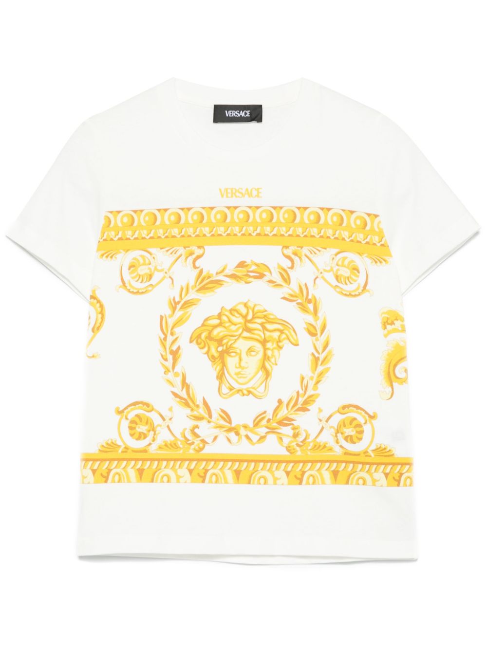 T-shirt per bambina Versace Kids Garland Medusa bianco con stampa - Rubino Kids