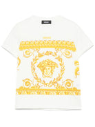 T-shirt per bambina Versace Kids Garland Medusa bianco con stampa - Rubino Kids