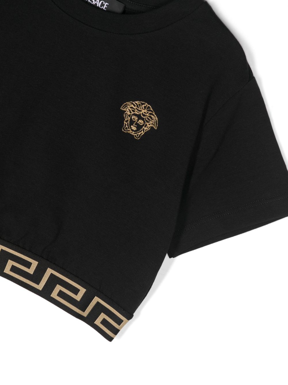 T-shirt per bambina Versace Kids nero con motivo testa di Medusa - Rubino Kids