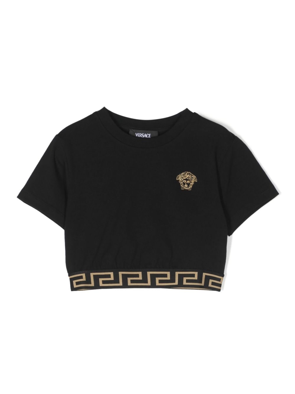 T-shirt per bambina Versace Kids nero con motivo testa di Medusa - Rubino Kids