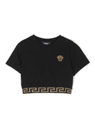 T-shirt per bambina Versace Kids nero con motivo testa di Medusa - Rubino Kids