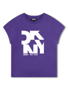 T shirt per bambina viola a giromanica con logo DKNY Est.1989 - Rubino Kids