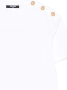 T-shirt per bambini Balmain Kids bianca con dettaglio bottoni - Rubino Kids
