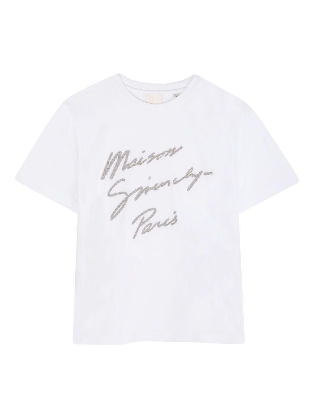 T-shirt per bambini Givenchy Kids bianca con stampa con logo - Rubino Kids