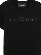 T-shirt per bambini John Richmond Junior nera con logo sul davanti - Rubino Kids