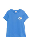 T-shirt per bambini Moschino Kids azzurra con stampa Teddy Bear - Rubino Kids