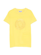 T-shirt per bambini Moschino Kids gialla con logo a spirale sul davanti - Rubino Kids
