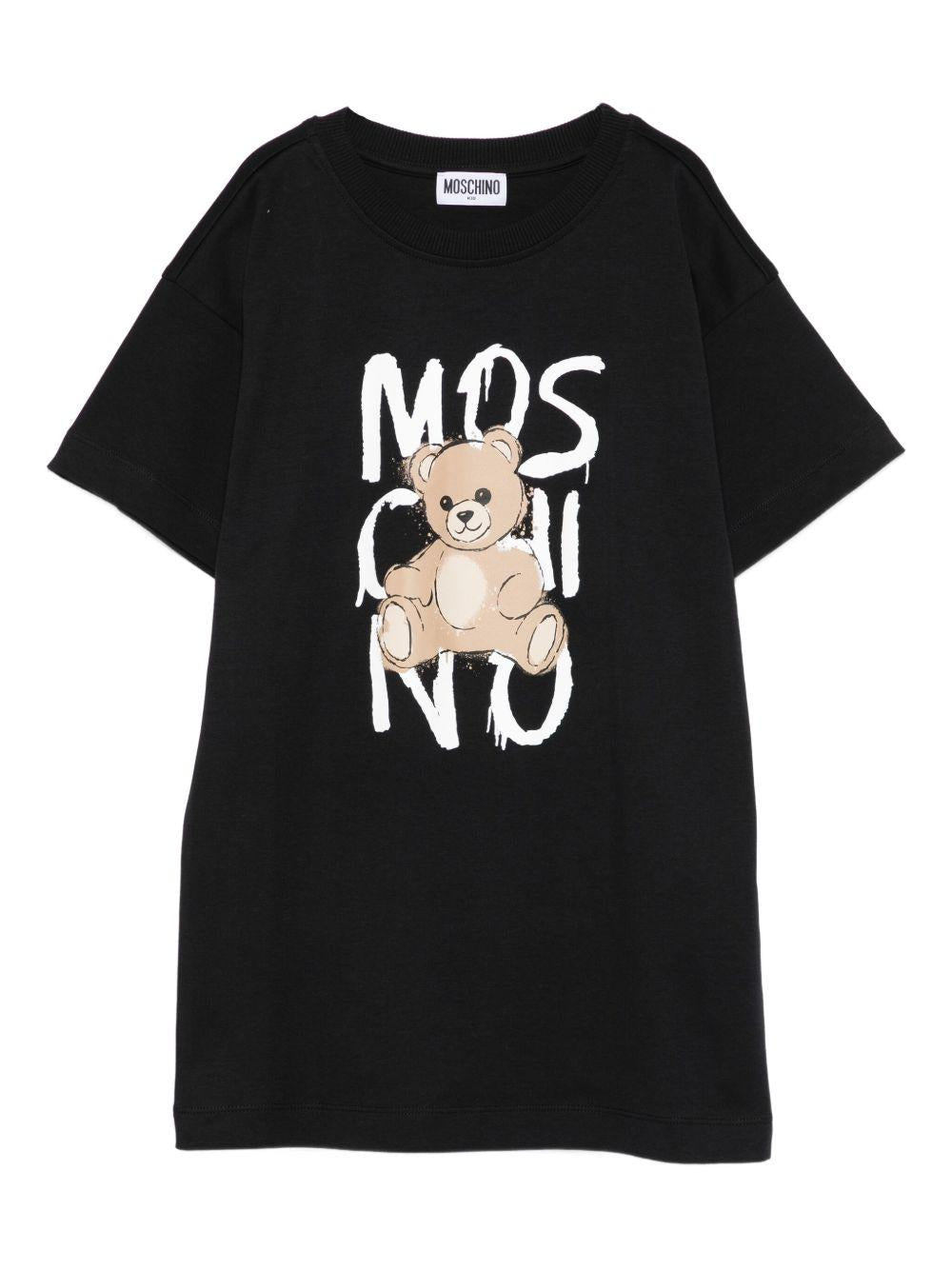 T-shirt per bambini Moschino Kids nera con stampa orsetto - Rubino Kids