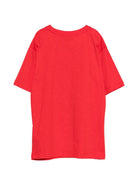 T-shirt per bambini Moschino Kids rossa con stampa logo ondulata - Rubino Kids