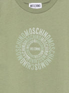 T-shirt per bambini Moschino Kids verde con logo a spirale sul davanti - Rubino Kids