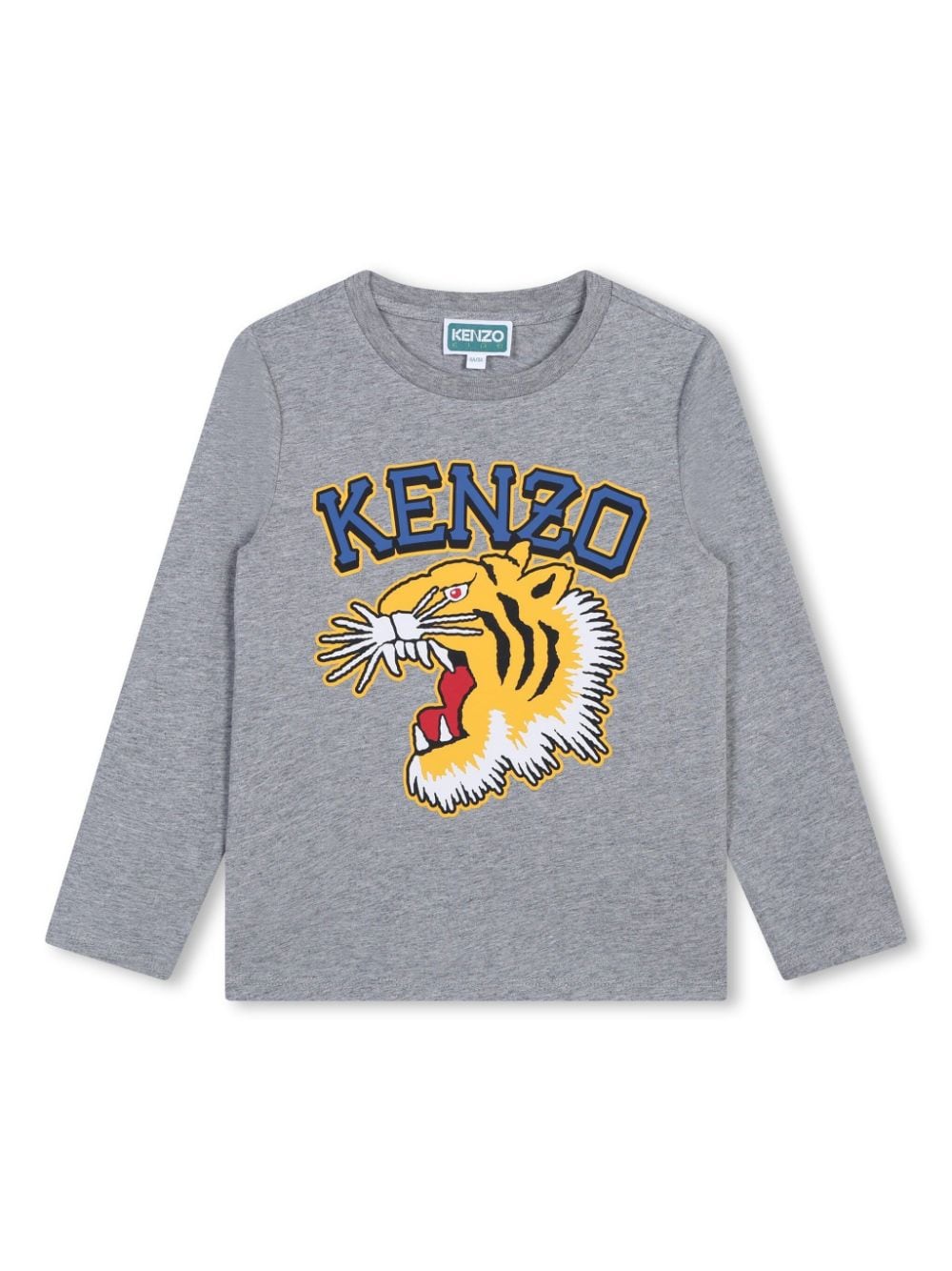 T-shirt per bambino a manica lunga grigia con stampa tigre Kenzo - Rubino Kids