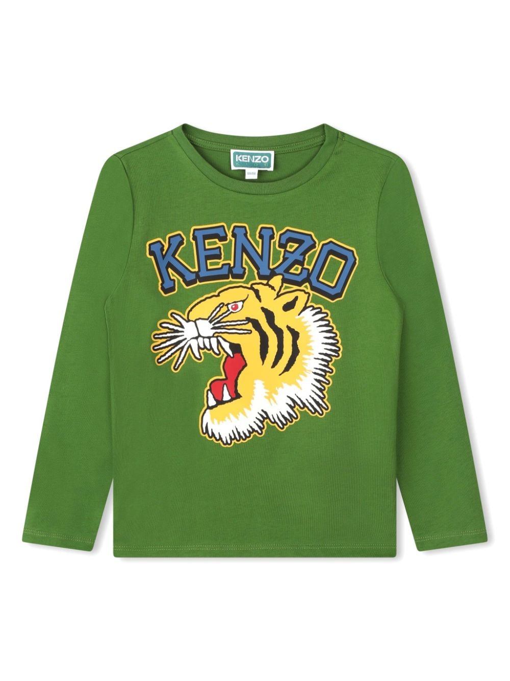 T-shirt per bambino a manica lunga verde con stampa tigre Kenzo - Rubino Kids