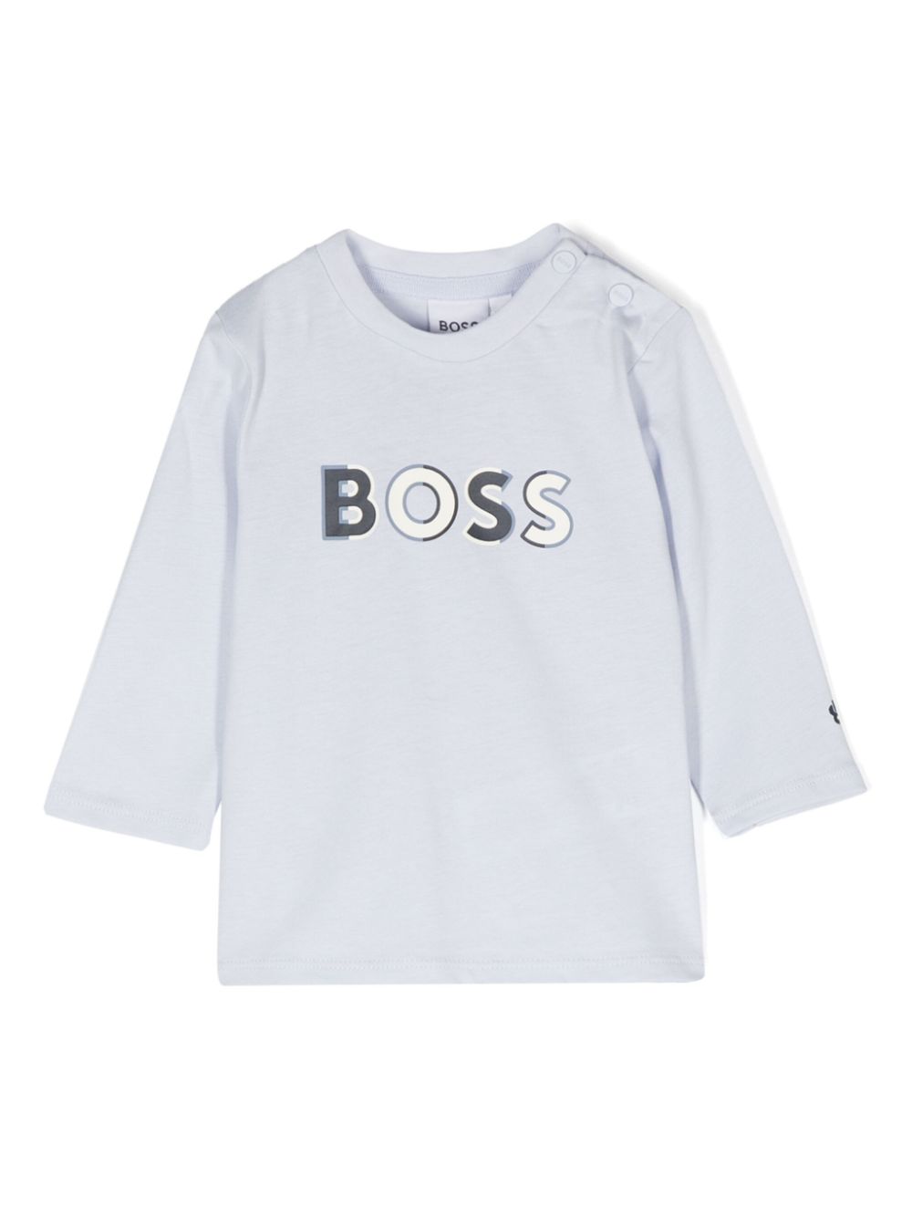 T shirt per bambino azzurra a maniche lunghe con logo Boss Kids bianco azzurro - Rubino Kids