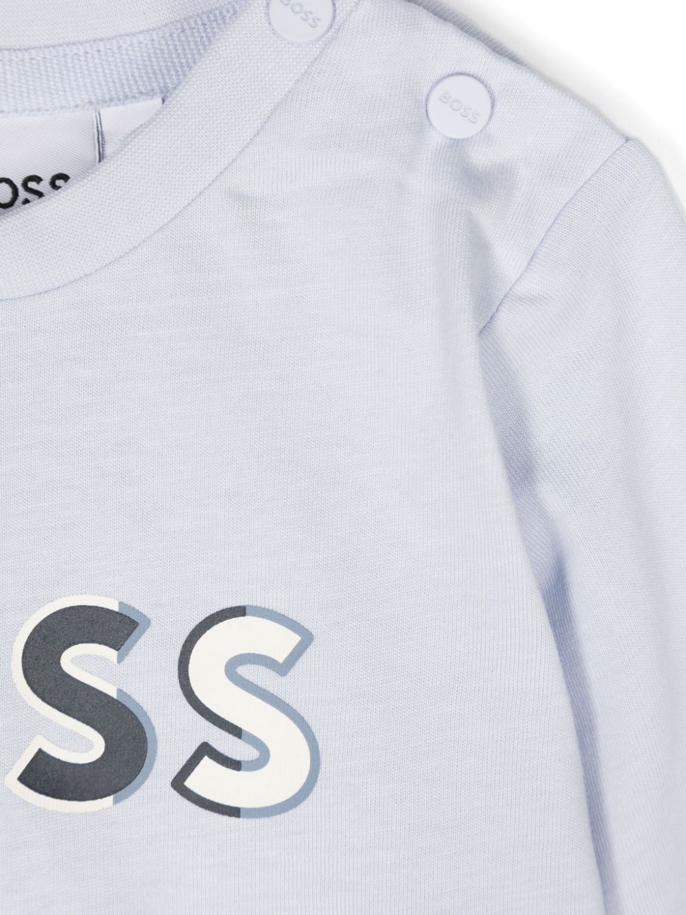 T shirt per bambino azzurra a maniche lunghe con logo Boss Kids bianco azzurro - Rubino Kids