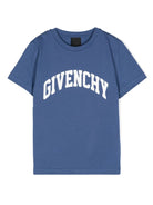 T shirt per bambino azzurra con logo Givenchy ad arco bianco - Rubino Kids