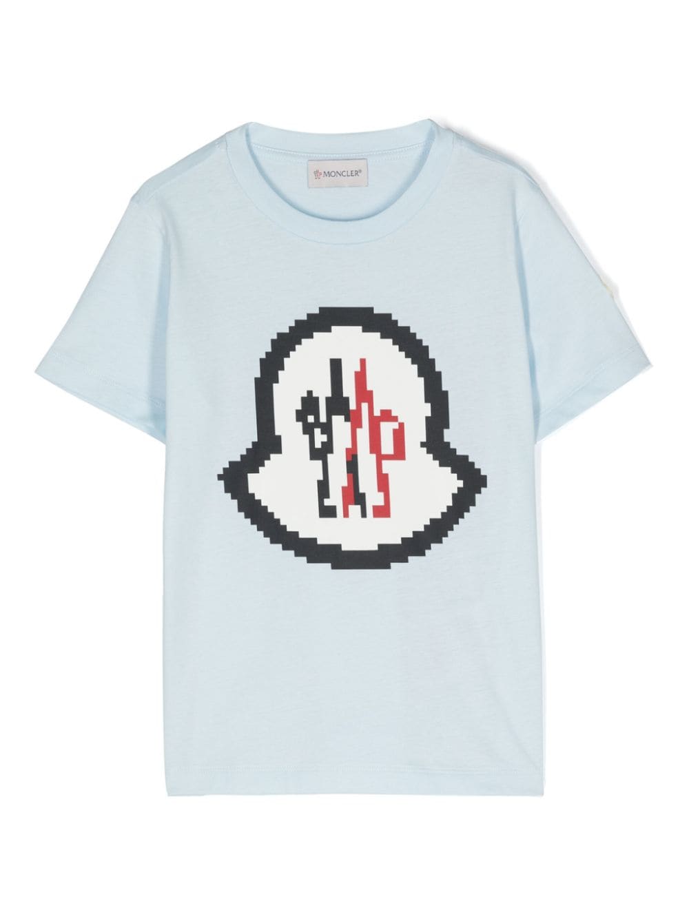 T shirt per bambino Azzurra con stampa logo Moncler Pixel centrale - Rubino Kids