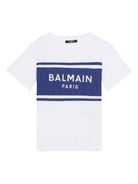 T-shirt per bambino Balmain Kids bianca con logo sul davanti - Rubino Kids