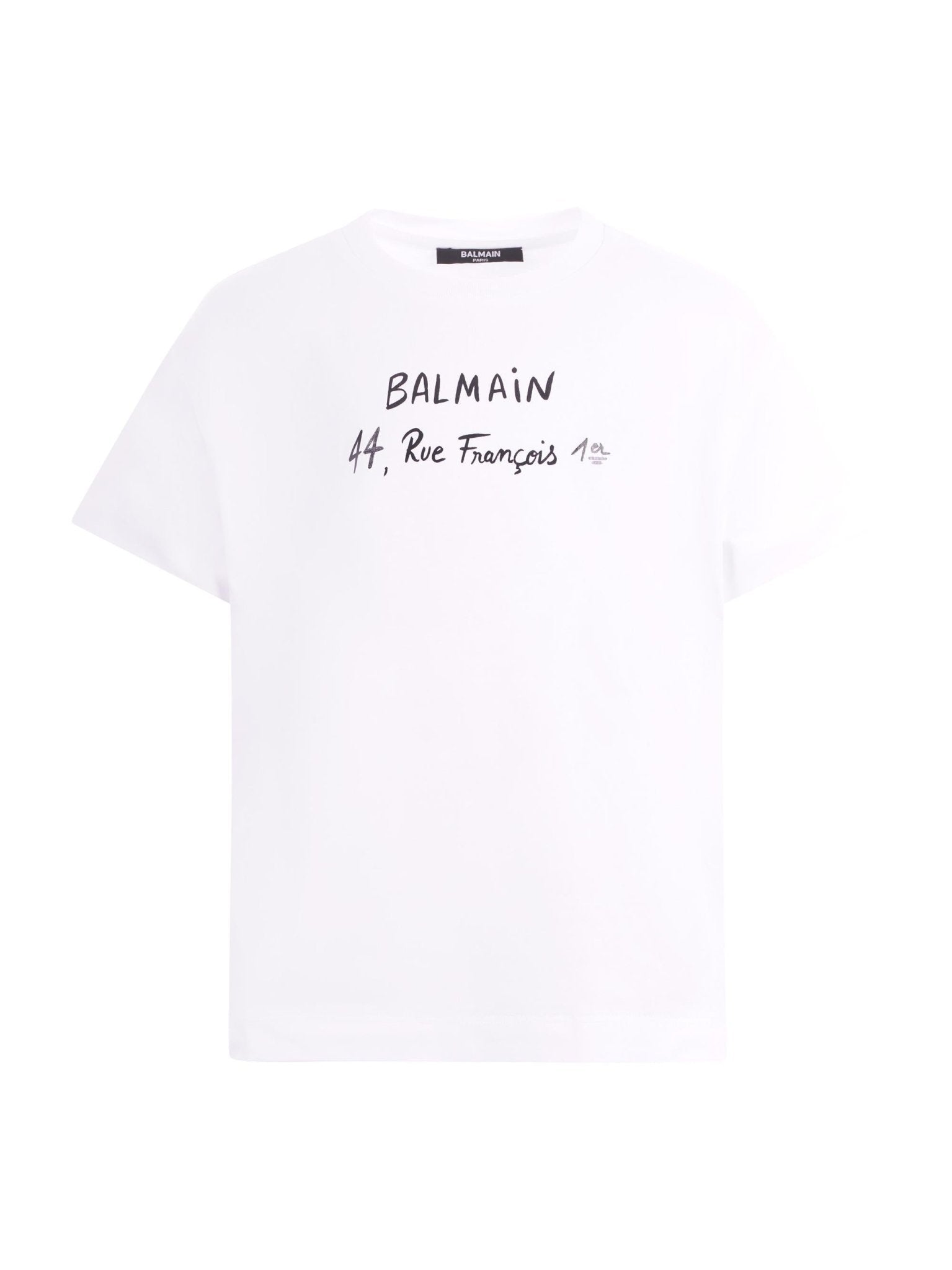 T-shirt per bambino Balmain Kids bianca con logo sul davanti - Rubino Kids