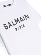 T-shirt per bambino Balmain Kids bianco con stampa logo sul petto - Rubino Kids