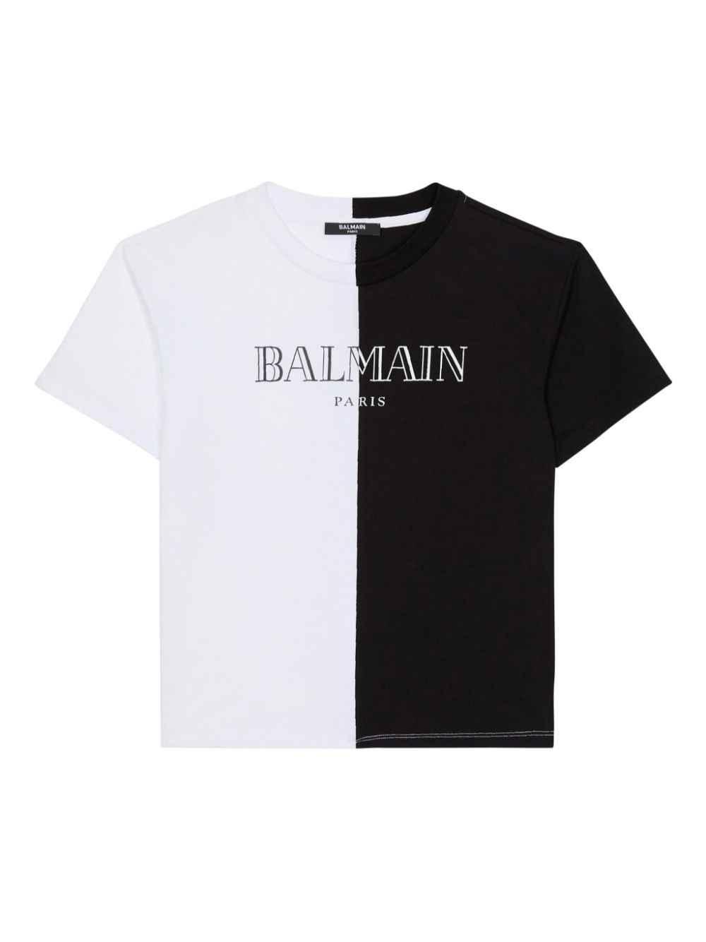 T-shirt per bambino Balmain Kids bicolore con stampa logo sul davanti - Rubino Kids