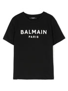 T-shirt per bambino Balmain Kids nero con stampa logo sul petto - Rubino Kids