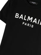 T-shirt per bambino Balmain Kids nero con stampa logo sul petto - Rubino Kids