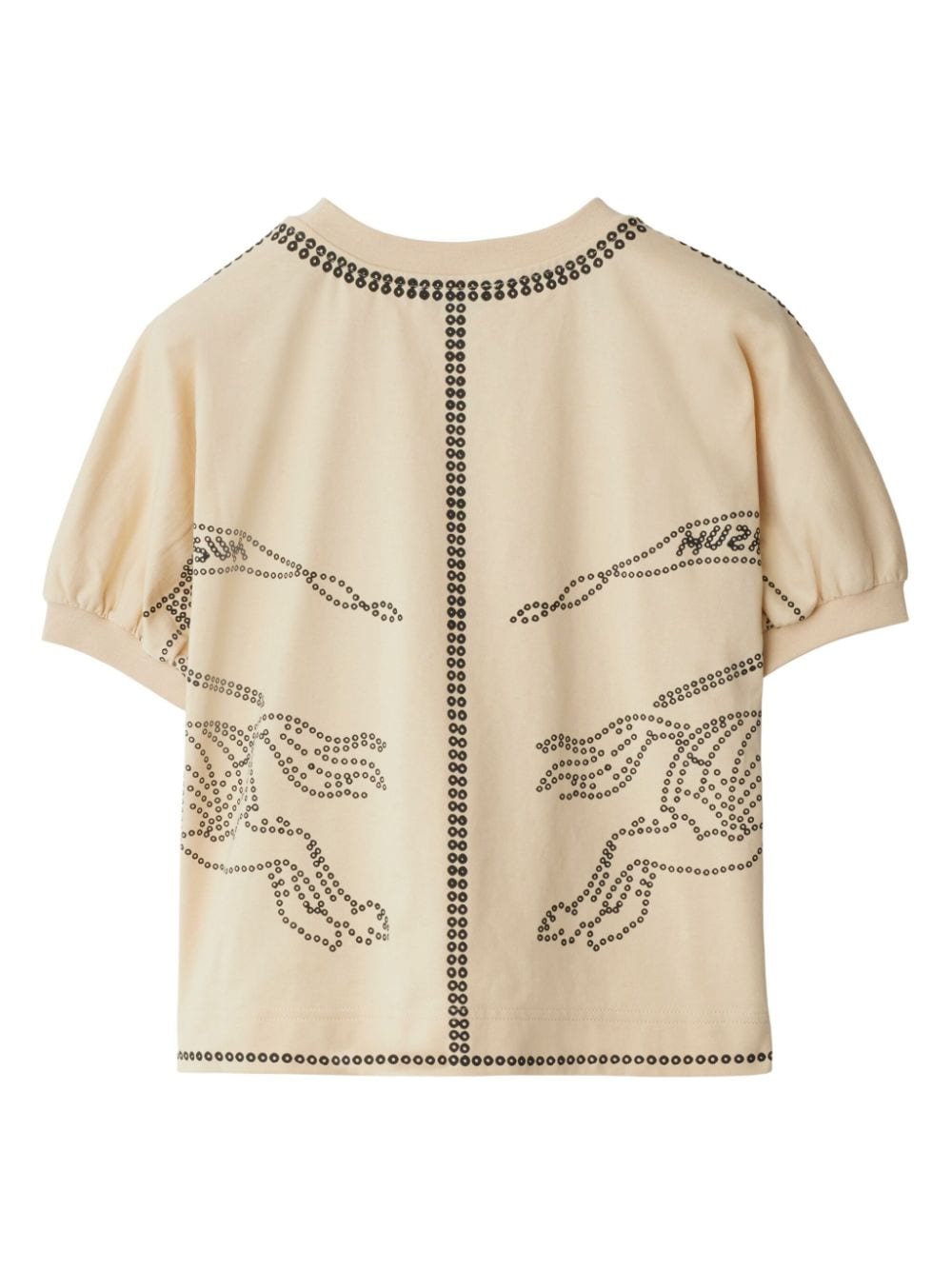 T shirt per bambino beige Burberry con disegno applicato a borchie Equestrian Knight - Rubino Kids