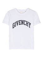 T shirt per bambino bianca con logo Givenchy ad arco nero - Rubino Kids