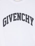 T shirt per bambino bianca con logo Givenchy ad arco nero - Rubino Kids