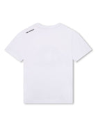 T shirt per bambino bianca con logo Karl Lagerfeld circolare stampato al centro - Rubino Kids