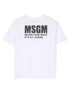 T shirt per bambino bianca con logo minimale MSGM laterale a font stampato - Rubino Kids