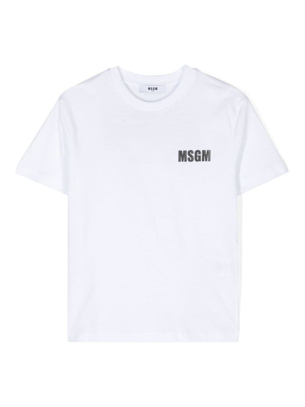 T shirt per bambino bianca con logo minimale MSGM laterale a font stampato - Rubino Kids