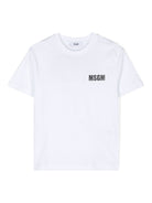 T shirt per bambino bianca con logo minimale MSGM laterale a font stampato - Rubino Kids