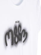 T shirt per bambino bianca con logo MSGM nero spray - Rubino Kids