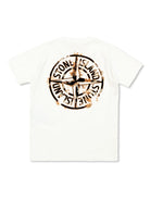 T shirt per bambino bianca con logo Stone Island centrale minimal con rosa dei venti - Rubino Kids