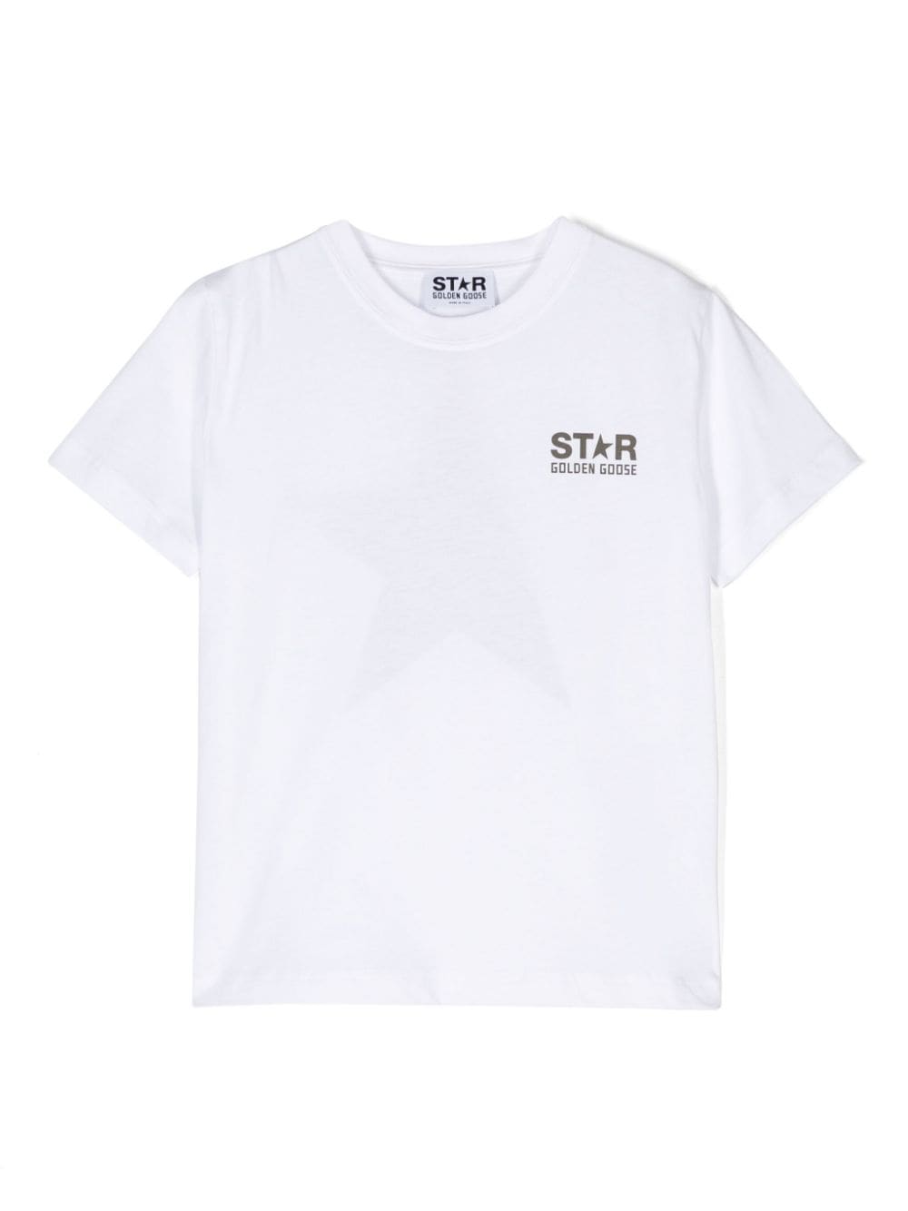 T shirt per bambino bianca con stampa logo Golden Goose Star sul taschino - Rubino Kids